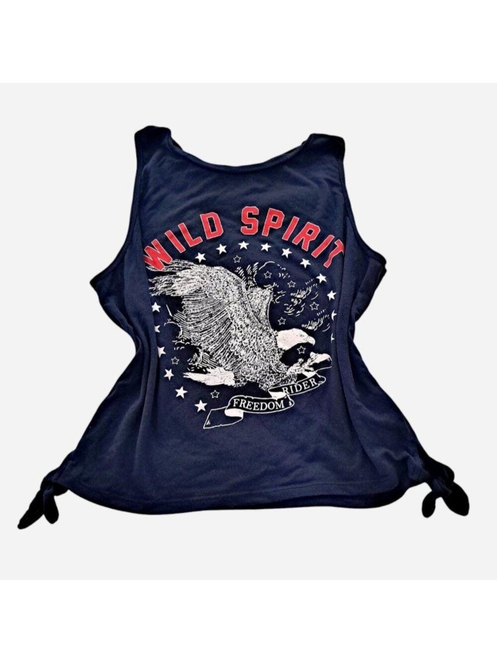 red, white, and blue wild spirit freedom rider double tie tank top by freeze